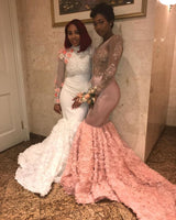 Shop Ballbella.com with Gorgeous Long-Sleeve Mermaid Lace-Appliques Prom Dress,  making your teen girls look glam in their prom party,  available in full size range and colors.