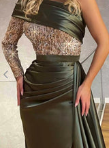 Gorgeous Long Sleeves Mermaid Prom Dress Beadings With Split-Ballbella