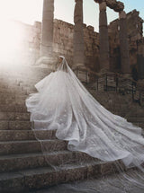 Gorgeous Long Tulle Sequins Veil for Wedding Dress-Ballbella
