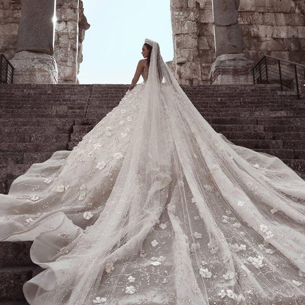 Gorgeous Long Tulle Sequins Veil for Wedding Dress – Ballbella