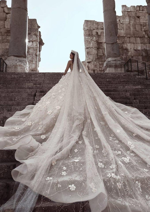 Gorgeous Long Tulle Sequins Veil for Wedding Dress-Ballbella