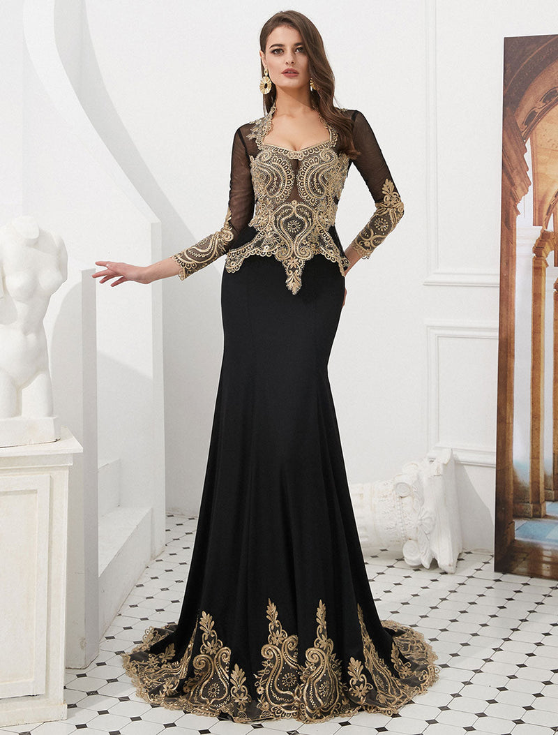 Gorgeous Luxury Evening Dresses Embroidered Beaded Queen Anneneck Long Sleeve Formal Gowns With Cloak Gorgeous Luxury Evening Dresses Embroidered Beaded Queen Anneneck Long Sleeve Formal Gowns With Cloak