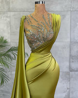 Gorgeous Mermaid Beadings Prom Dress Long With Ruffles-Ballbella