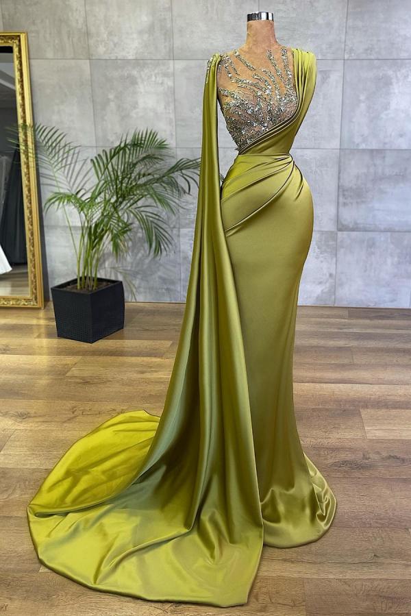 Gorgeous Mermaid Beadings Prom Dress Long With Ruffles-Ballbella