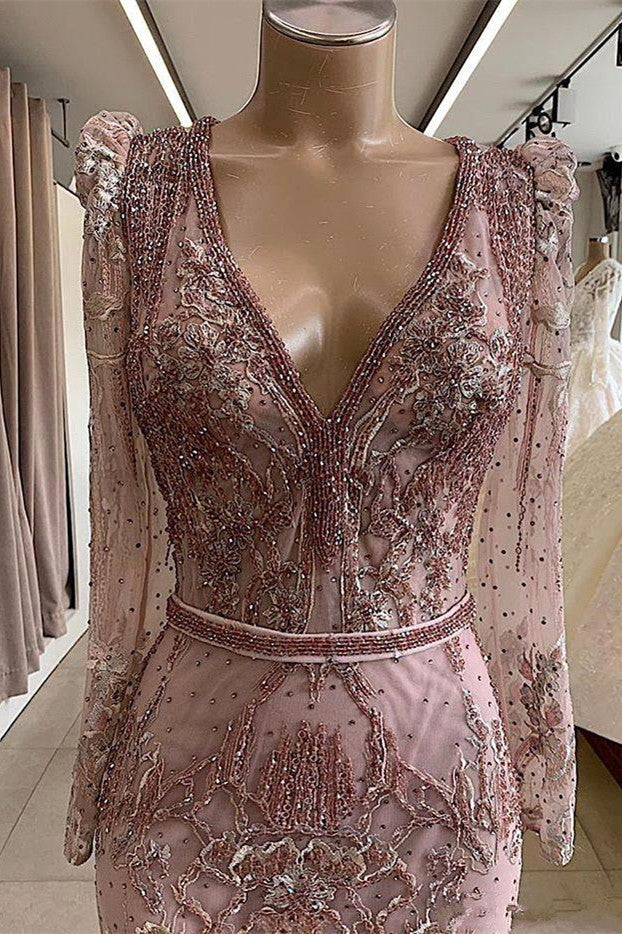 Ballbella offers Gorgeous Mermaid Lace Beading V-neck Long Sleevess Prom Dresses Evening Gowns With Beading Waistband at cheap prices from Lace to Mermaid Floor-length. They are Gorgeous yet affordable Long Sleevess Prom Dresses. You will become the most shining star with the dress on.