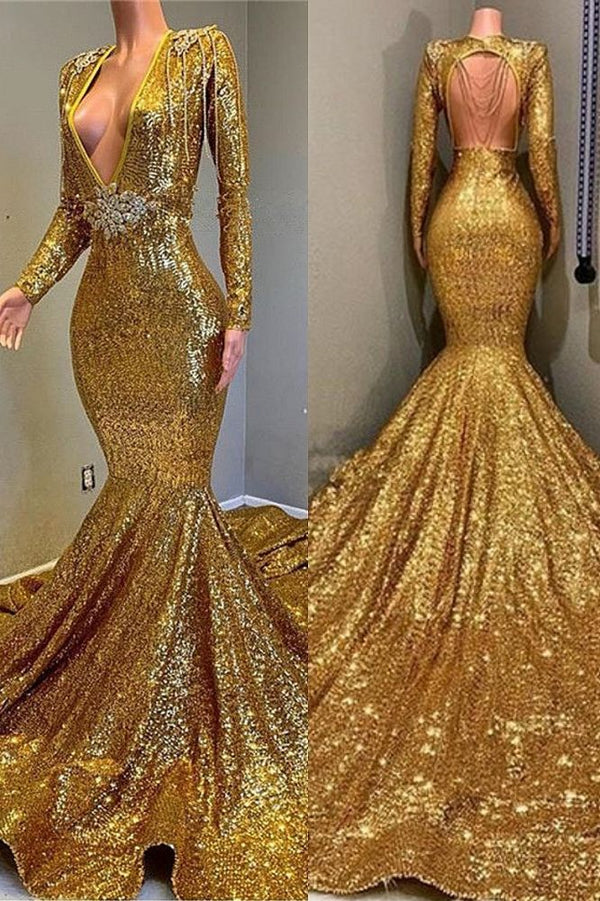 Ballbella offers Gorgeous Mermaid Sequins Long Sleevess Floor Length Prom Dresses at a cheap price from Sequined to Mermaid Floor-length hem.. Click in to check our Gorgeous yet affordable sparkle sequin Real model dresses.