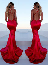 Still not know where to get your event dresses online? Ballbella offer you Gorgeous Red Halter Elegant Lace Up Prom Dresses Sleeveless Ruffles Chic Mermaid Side Slit Evening Dresses at factory price,  fast delivery worldwide.