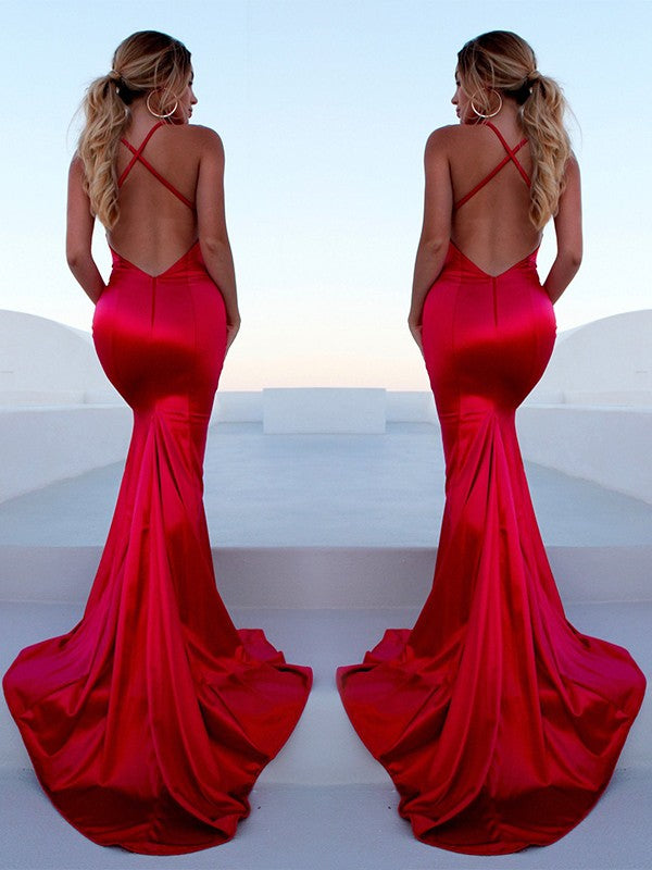 Still not know where to get your event dresses online? Ballbella offer you Gorgeous Red Halter Elegant Lace Up Prom Dresses Sleeveless Ruffles Chic Mermaid Side Slit Evening Dresses at factory price,  fast delivery worldwide.