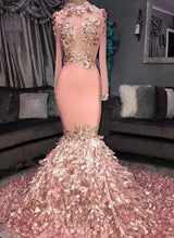 This beautiful Gorgeous Round Neck Flower Long Sleevess Sequins Mermaid Prom Dresses will make your guests say wow. The Jewel bodice is thoughtfully lined,  and the skirt with Flower(s), Sequined to provide the airy,  flatter look.