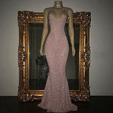 Ballbella offers Gorgeous Sequined Mermaid Spaghetti-strap Long Sleevesless Prom Party Gowns at a cheap price unique colors,  to Mermaid Floor-length hem. Gorgeous yet affordable Sleeveless styles.