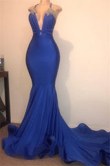Gorgeous Spaghetti Straps Beads Appliques Prom Dresses Elegant Alluring Chic V-neck Fit and Flare Evening Gowns-Ballbella