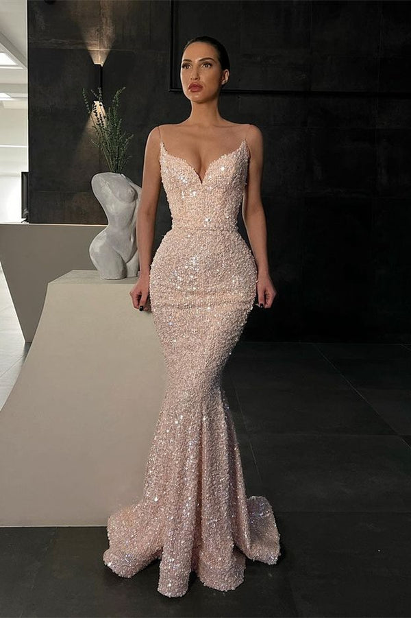 Mermaid Rose Gold Spaghetti Strap Dress Sparkly Charming Elegant Spaghetti Strap Sleeveless Rose Gold Mermaid Rose Gold Spaghetti Strap Dress Sparkly Charming Elegant Spaghetti Strap Sleeveless Rose Gold