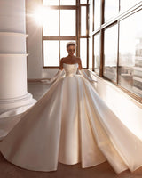 Gorgeous Strapless Ball Gown Wedding Dress With Beadings Online-Ballbella