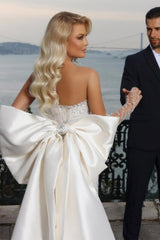 Gorgeous Strapless Sweetheart Mermaid Wedding Dresses with Chapel Train-Ballbella