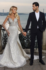 Gorgeous Strapless Sweetheart Mermaid Wedding Dresses with Chapel Train-Ballbella