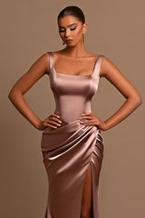 Gorgeous Straps Sleeveless Mermaid Prom Dress Long Split Online-Ballbella