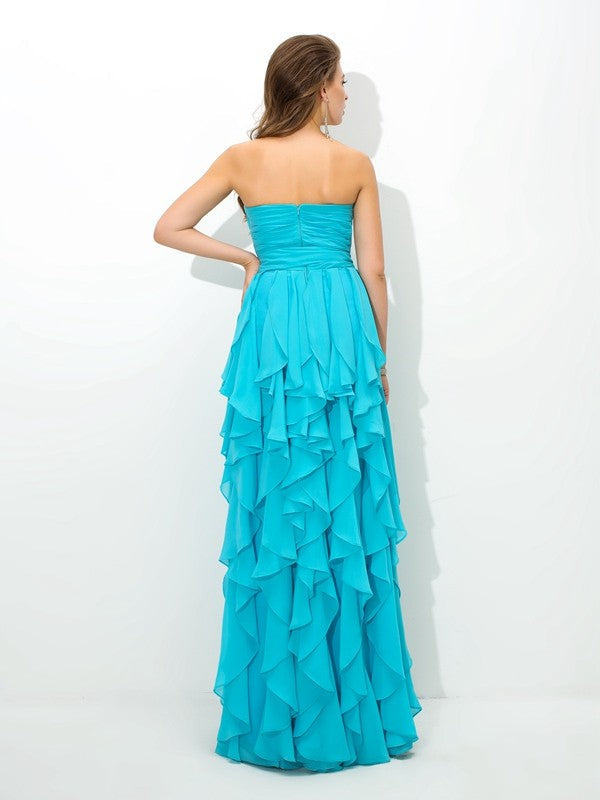 Gorgeous Sweetheart Layers Sleeveless Long Chiffon Bridesmaid Dresses-Ballbella