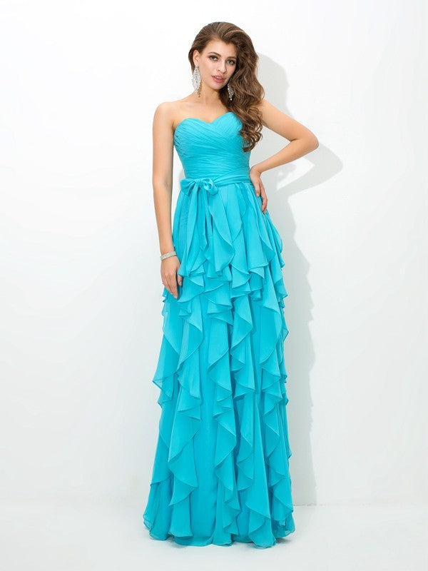 Gorgeous Sweetheart Layers Sleeveless Long Chiffon Bridesmaid Dresses-Ballbella