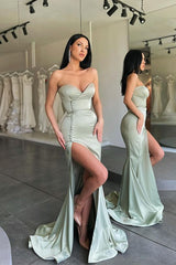 Gorgeous Sweetheart Mermaid Long Prom Dress With Side Slit-Ballbella