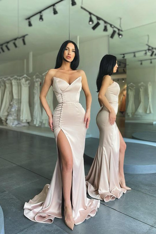 Gorgeous Sweetheart Mermaid Long Prom Dress With Side Slit-Ballbella