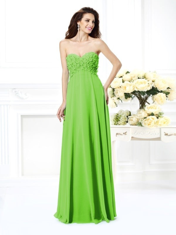 Gorgeous Sweetheart Sleeveless Long Chiffon Bridesmaid Dresses-Ballbella