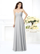 Gorgeous Sweetheart Sleeveless Long Chiffon Bridesmaid Dresses-Ballbella