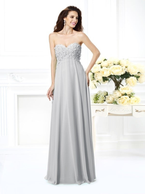 Gorgeous Sweetheart Sleeveless Long Chiffon Bridesmaid Dresses-Ballbella