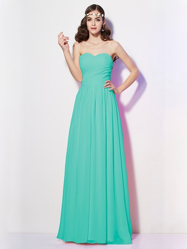 Gorgeous Sweetheart Sleeveless Long Pleats Chiffon Bridesmaid Dresses –  Ballbella