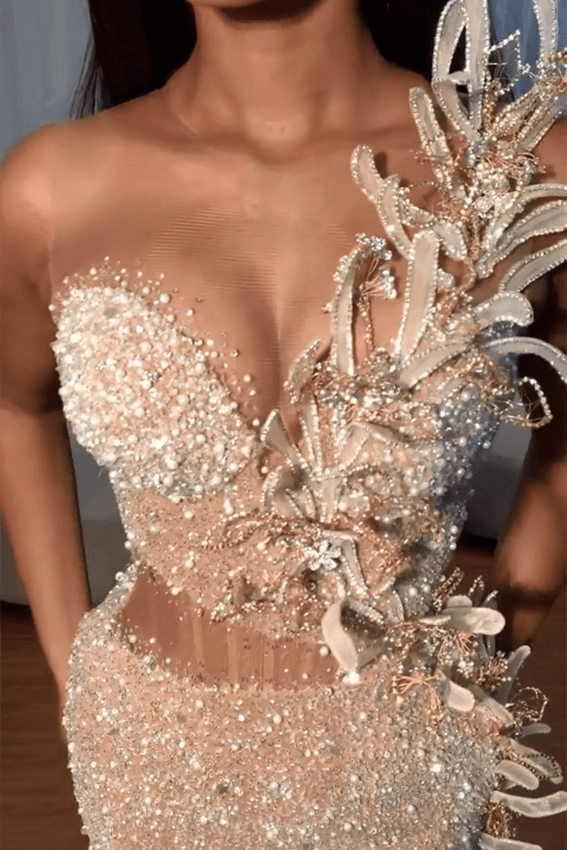 Gorgeous Sweetheart Sleeveless Mermaid Prom Dresses With Split Sequins Beadings-Ballbella