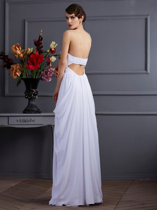 Gorgeous Sweetheart Sleeveless Pleats Long Chiffon Dresses-Ballbella