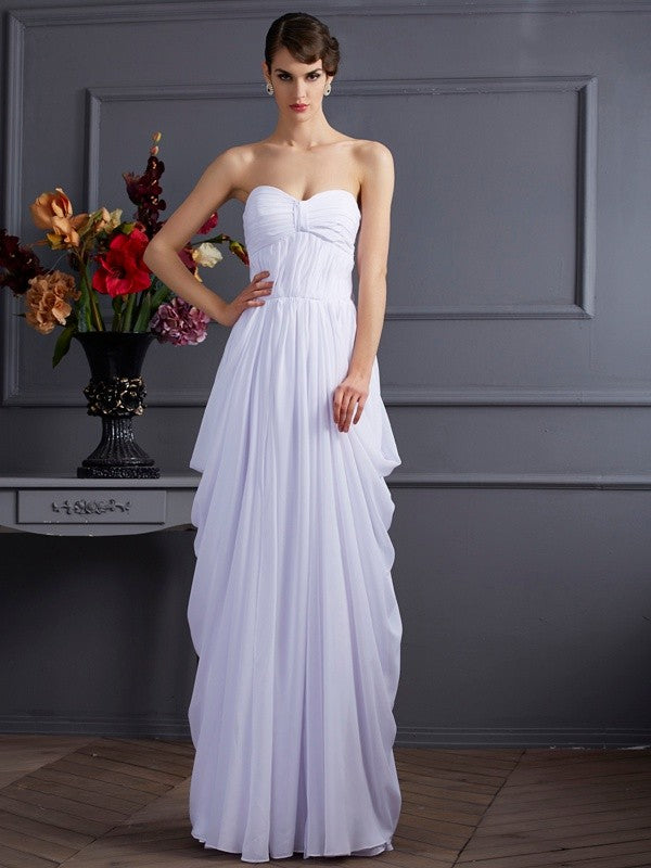 Gorgeous Sweetheart Sleeveless Pleats Long Chiffon Dresses-Ballbella