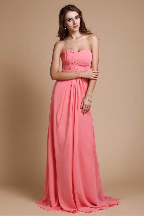 Gorgeous Sweetheart Sleeveless Ruffles Chiffon Long Bridesmaid Dresses-Ballbella
