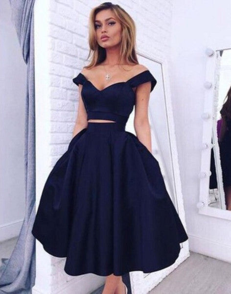 Customizing this Gorgeous Two pieces Off-the-shoulder Prom Party GownsShort Homecoming Dress on Ballbella. We offer extra coupons,  make in cheap and affordable price. We provide worldwide shipping and will make the dress perfect for everyone.