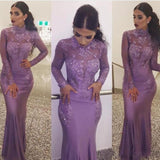 Wanna Prom Dresses in Mermaid style,  and delicate Appliques work? Ballbella has all covered on this elegant Gorgeous Wholesale High Neck Elegant Long Sleevess Evening Dresses Fit and Flare Appliques Prom Dresses yet cheap price.
