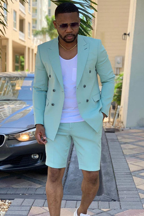 Green Designer Peaked Lapel Men Suits for Prom