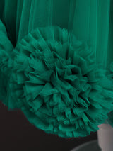 Green Jewel Neck Sleeveless Bows Tulle Cotton Sequined Kids Party Dresses-Ballbella