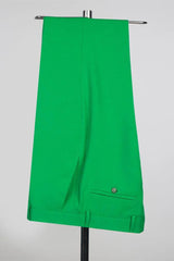 Green Peaked Lapel Double-Breasted Prom Suit-Ballbella