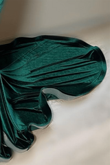Green Velvet Mermaid Beadings Sheer Tulle Sexy Prom Dress-Ballbella