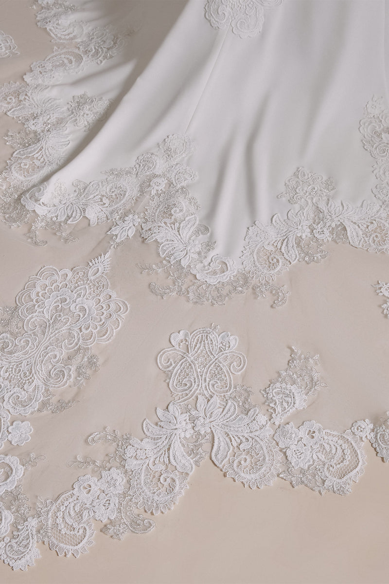 Halter Lace Applique Mermaid Wedding Dress | Ballbella Design-Ballbella