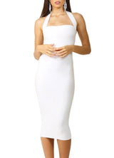 Halter Open Back Sheath/Column Simple Homecoming Dresses-Ballbella