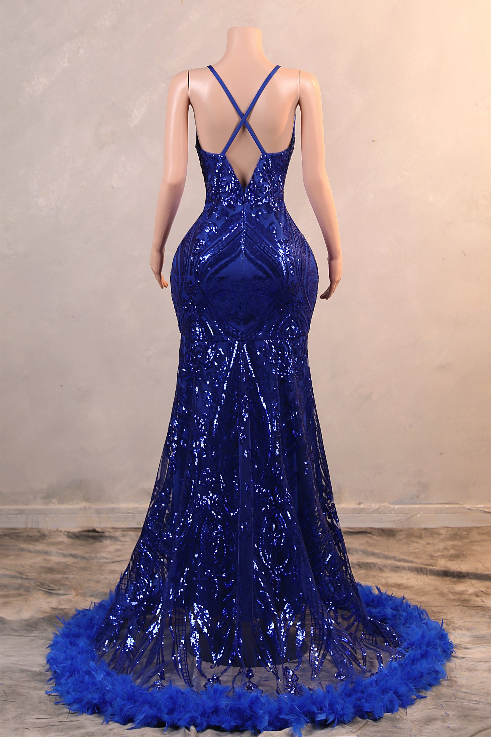 starstruck sequin dress in royal blue Halter V-neck Sparkle Feathers Prom Dresses Top Quality. Your Height:180cm + hi-low wedding dresses Black A-line Maxi Dress
