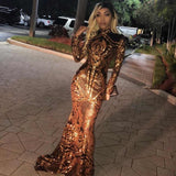 Ballbella offers High Neck Golden Appliques Mermaid Long Sleevess Prom Dresses at a cheap price from  to Mermaid Floor-length hem. Gorgeous yet affordable Long Sleevess Prom Dresses, Evening Dresses.