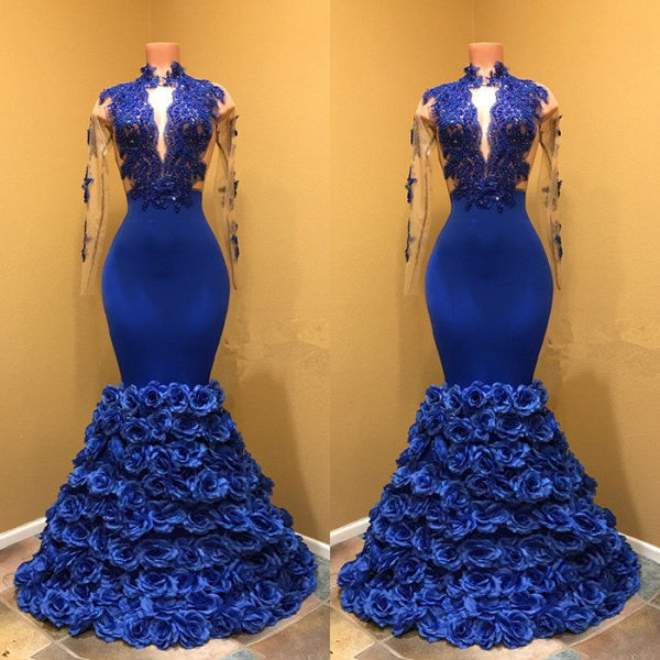 Looking for custom made High Neck Mermaid Prom Dress,  Flowers Prom Dress? Ballbella has all covered on High Neck Mermaid Prom Dress,  Flowers Prom Party Gowns.