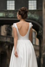 High neck White Knee-length Short Homecoming Dress for summer time-Ballbella