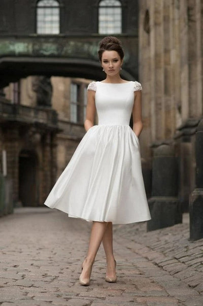 Knee Length Dressy All White Outfits Knee Length Chiffon Wholesale