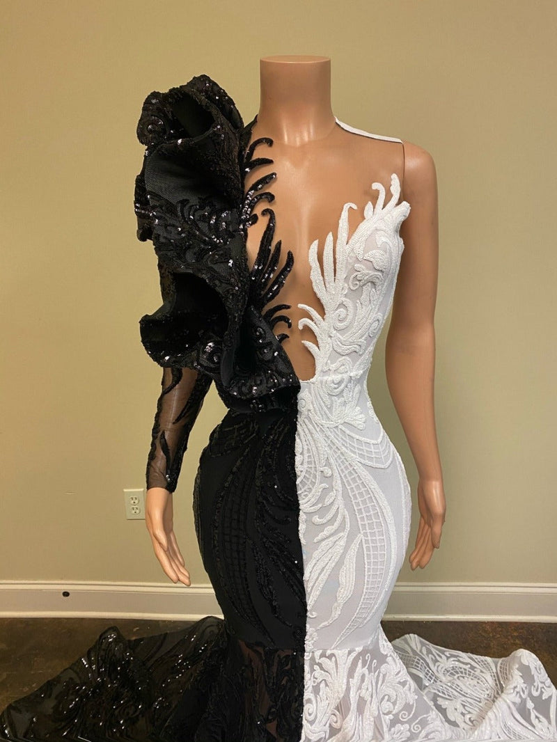 black and white one shoulder ruffle dress NEW PARKER BLACK AND WHITE ONE SHOULDER RUFFLE DRESS SIZE M