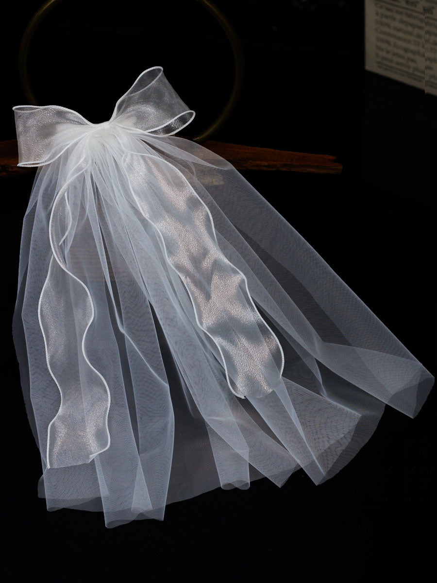 Classic Ivory Two-Tier Flowers Tulle Cut Edge Wedding Veils – Ballbella
