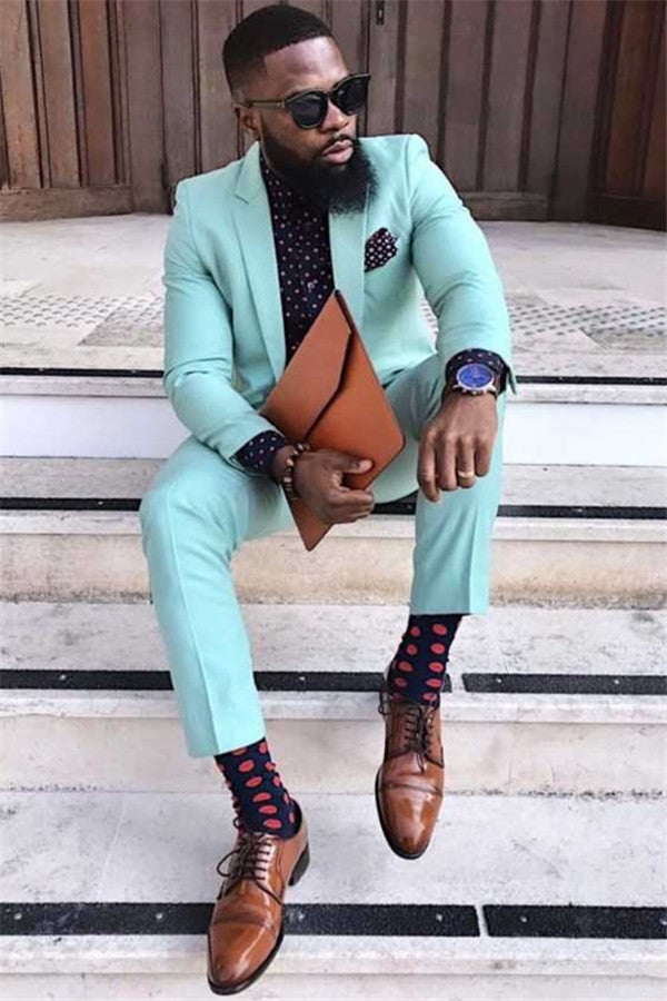 Jade Men Suits Notched Lapel Designer Prom Outfit-Ballbella