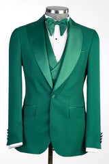 Jade Peaked Lapel 3-Piece Prom Suit-Ballbella