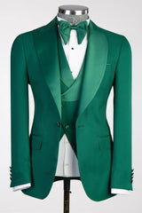 Jade Peaked Lapel 3-Piece Prom Suit-Ballbella